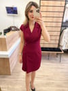 Bordo Etek File Detaylı Elbise