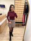 Bordo Kemer Detaylı Mini Etek
