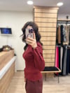 Bordo Polo Yaka Fitilli Triko Kazak