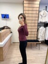 Bordo Yakadan Boncuklu Bluz