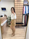 Ekru Çizgili Saten Gömlek
