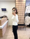 Ekru Kayık Yaka Uzun Kollu Top