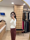 Ekru Uzun Kollu Asimetrik Yaka Bluz