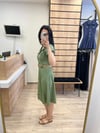 Haki Düşük Omuz Hasır Kemerli Elbise