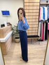 İndigo Saten Gömlek
