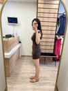 Kahve Bardot Mini Elbise