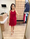 Kırmızı Kat Kat Şifon Elbise