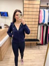 Lacivert Kapüşonlu Fermuarlı Sweat
