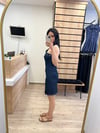 Lacivert Kuş Gözlü Kot Elbise