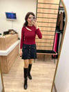 Lacivert Pileli Cepli Mini Etek