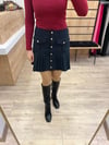 Lacivert Pileli Cepli Mini Etek