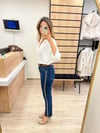 Mavi Şerit Taşlı M om Fit Pantolon