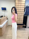 Pembe Basic Yaka Tshirt