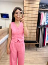Pembe Crop Yelek