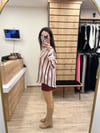 Saten Bordo Çizgili Gömlek