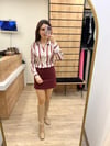 Saten Bordo Çizgili Gömlek