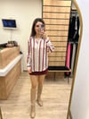 Saten Bordo Çizgili Gömlek