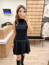 Siyah Ara Şeritli Elbise