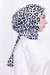 Leopar Desenli Siyah Çıtçıtlı Şal