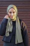 Sayra Shawl kadın asker yeşili süprem penye şal
