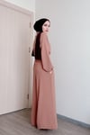 Sayra shawl kadın bej kuşaklı salaş kesim tesettür tulum SYR009