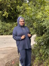 Sayra Shawl Kadın Füme Kapüşonlu Büzgü Detaylı Alt Üst Takım