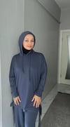 Sayra Shawl Kadın Füme Kapüşonlu Büzgü Detaylı Alt Üst Takım