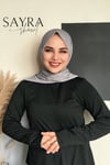 Sayra shawl kadın gri likralı kumaş hazır çıtçıtlı şal SYR008