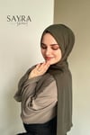 Sayra shawl kadın haki likralı kumaş hazır çıtçıtlı şal SYR008