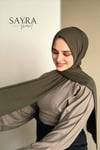 Sayra shawl kadın haki likralı kumaş hazır çıtçıtlı şal SYR008