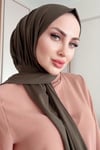 Sayra shawl kadın haki likralı kumaş hazır çıtçıtlı şal 