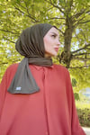 Sayra shawl kadın haki likralı kumaş hazır çıtçıtlı şal 