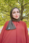 Sayra shawl kadın haki likralı kumaş hazır çıtçıtlı şal 