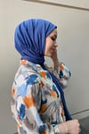 Sayra shawl kadın indigo sandy kumaş hazır şal 
