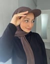Sayra Shawl Kadın Kahverengi Boneli Şapka Şal
