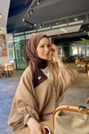 Sayra shawl kadın kahverengi sandy kumaş hazır şal 