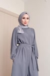 Sayra shawl kadın kuşaklı salaş kesim tesettür tulum SYR009