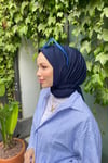 Sayra shawl kadın lacivert sandy kumaş hazır şal 