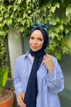 Sayra shawl kadın lacivert sandy kumaş hazır şal 