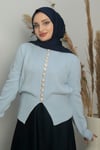 Sayra Shawl kadın lila düğme detaylı triko hırka SYR017