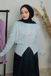 Sayra Shawl kadın lila düğme detaylı triko hırka SYR017