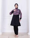 Sayra Shawl Kadın Siyah Çok Renkli Tesettür Haşema Mayo