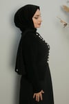 Sayra Shawl kadın siyah düğme detaylı triko hırka SYR017