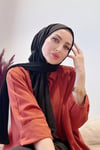 Sayra shawl kadın siyah likralı kumaş hazır çıtçıtlı şal 