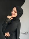 Sayra shawl kadın siyah likralı kumaş hazır çıtçıtlı şal SYR008