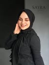 Sayra shawl kadın siyah likralı kumaş hazır çıtçıtlı şal SYR008