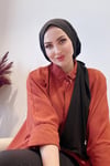 Sayra shawl kadın siyah likralı kumaş hazır çıtçıtlı şal 