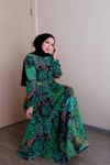 Sayra Shawl kadın yeşil bisiklet yaka tesettür elbise SYR011
