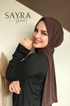 Sayra Shawl kahverengi çıtçıtlı hazır şal SYR002