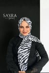 Sayra Shawl Zebra Desenli Kadın Çıtçıtlı Şal